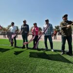 Gobernadora Yeraldine Bonilla supervisa obras de rehabilitación de unidades deportivas populares.